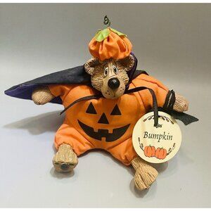 Russ Li'l Treaters Halloween Bear Pumpkin Bumpkin 5” Shelf Sitter Cape Bat Beans